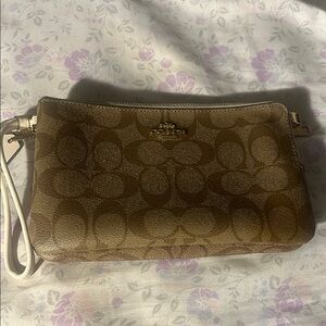 Coach Gold Monogram Wristlet Clutch